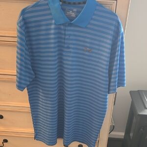 Under Armour Light Blue Striped Golf Polo